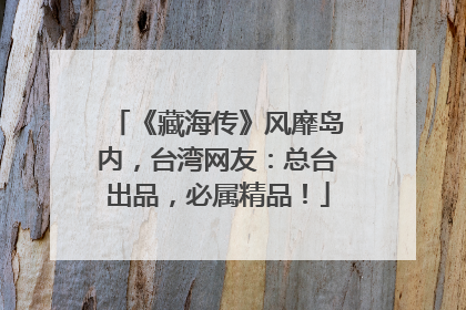 《藏海传》风靡岛内，台湾网友：总台出品，必属精品！