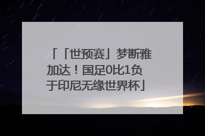 「世预赛」梦断雅加达！国足0比1负于印尼无缘世界杯