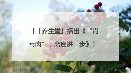 「养生堂」播出《“胃亏肉”，离癌进一步》