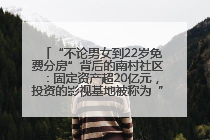 “不论男女到22岁免费分房”背后的南村社区：固定资产超20亿元，投资的影视基地被称为“山村好莱坞”