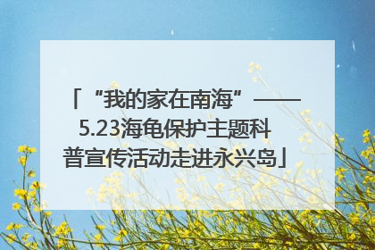 “我的家在南海”——5.23海龟保护主题科普宣传活动走进永兴岛
