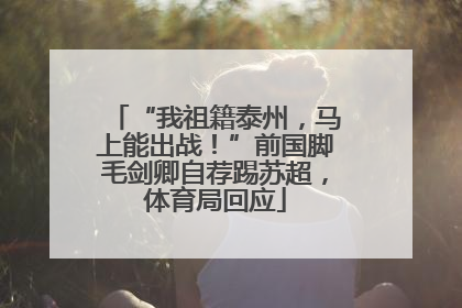 “我祖籍泰州，马上能出战！”前国脚毛剑卿自荐踢苏超，体育局回应