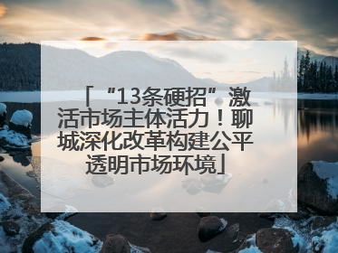 “13条硬招”激活市场主体活力！聊城深化改革构建公平透明市场环境