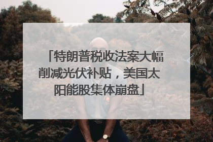 特朗普税收法案大幅削减光伏补贴，美国太阳能股集体崩盘