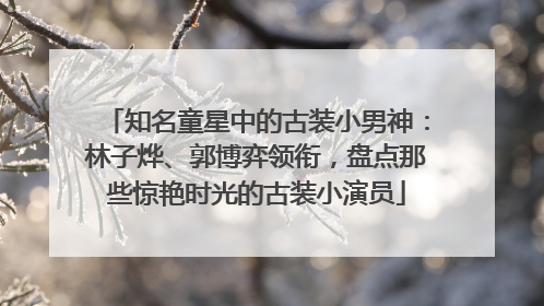 知名童星中的古装小男神：林子烨、郭博弈领衔，盘点那些惊艳时光的古装小演员