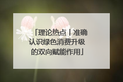 理论热点丨准确认识绿色消费升级的双向赋能作用