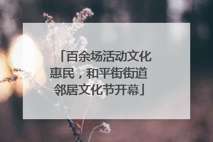 百余场活动文化惠民，和平街街道邻居文化节开幕