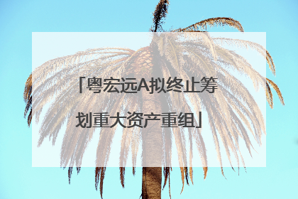 粤宏远A拟终止筹划重大资产重组