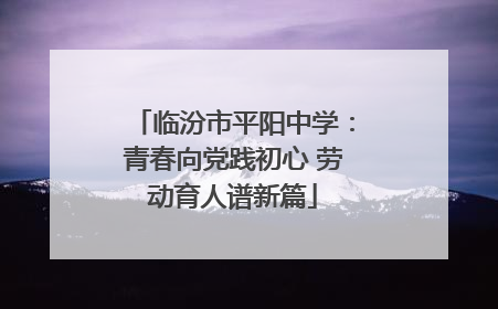 临汾市平阳中学：青春向党践初心 劳动育人谱新篇