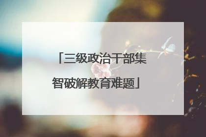 三级政治干部集智破解教育难题