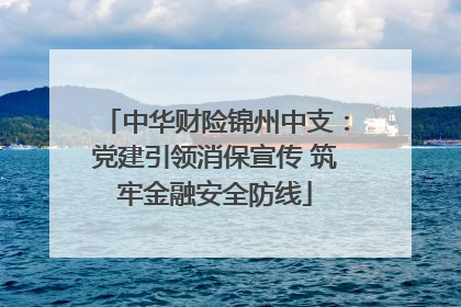 中华财险锦州中支：党建引领消保宣传 筑牢金融安全防线