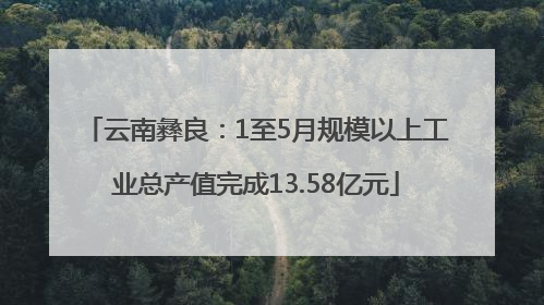云南彝良：1至5月规模以上工业总产值完成13.58亿元