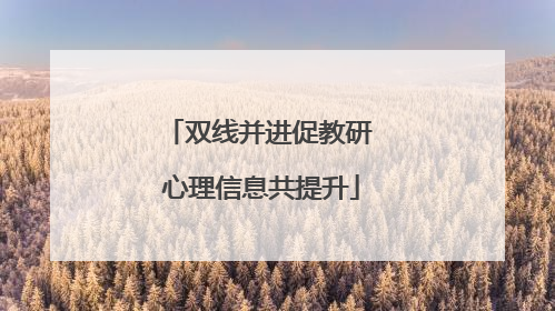 双线并进促教研 心理信息共提升