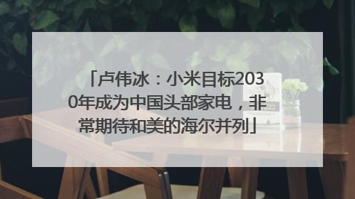 卢伟冰：小米目标2030年成为中国头部家电，非常期待和美的海尔并列