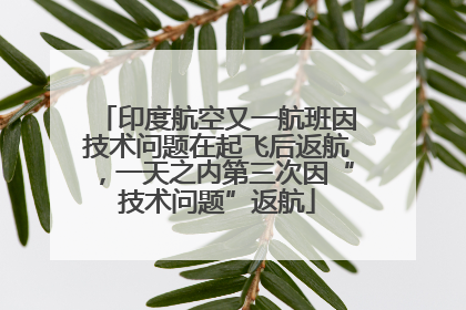 印度航空又一航班因技术问题在起飞后返航，一天之内第三次因“技术问题”返航