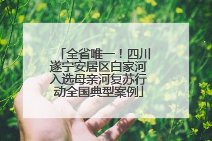 全省唯一！四川遂宁安居区白家河入选母亲河复苏行动全国典型案例