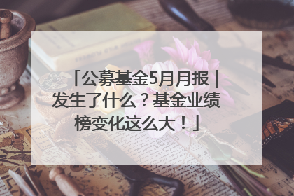 公募基金5月月报｜发生了什么？基金业绩榜变化这么大！