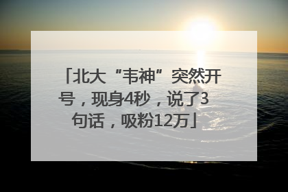 北大“韦神”突然开号，现身4秒，说了3句话，吸粉12万