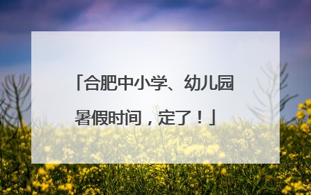 合肥中小学、幼儿园暑假时间，定了！