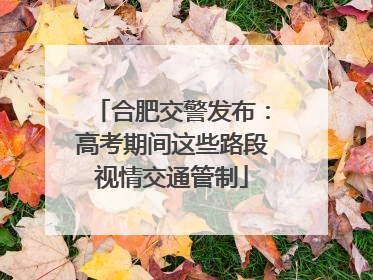 合肥交警发布：高考期间这些路段视情交通管制
