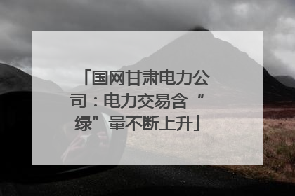 国网甘肃电力公司：电力交易含“绿”量不断上升