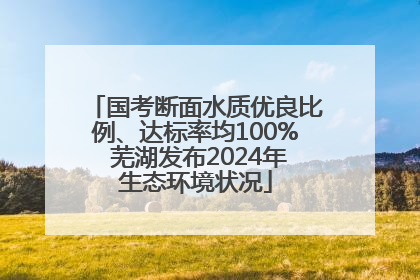 国考断面水质优良比例、达标率均100% 芜湖发布2024年生态环境状况