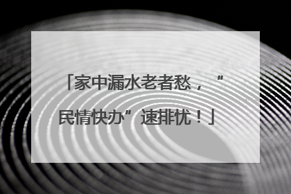 家中漏水老者愁，“民情快办”速排忧！