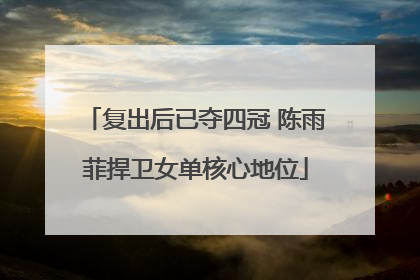 复出后已夺四冠 陈雨菲捍卫女单核心地位