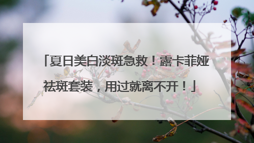 夏日美白淡斑急救！露卡菲娅祛斑套装，用过就离不开！