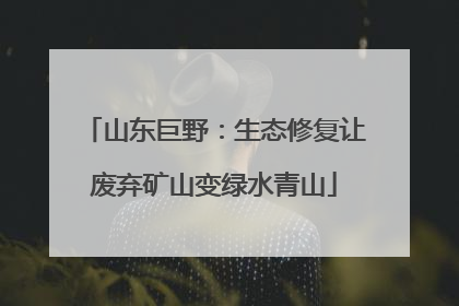 山东巨野：生态修复让废弃矿山变绿水青山