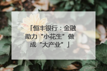 恒丰银行：金融助力“小花生”做成“大产业”