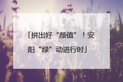 拼出好“颜值”！安阳“绿”动进行时