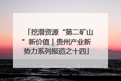 挖潜资源“第二矿山”新价值｜贵州产业新势力系列报道之十四