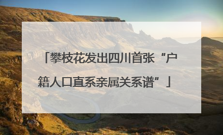 攀枝花发出四川首张“户籍人口直系亲属关系谱”