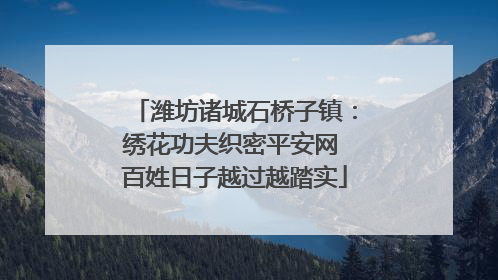 潍坊诸城石桥子镇：绣花功夫织密平安网 百姓日子越过越踏实