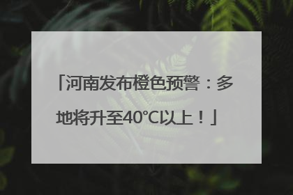 河南发布橙色预警：多地将升至40℃以上！