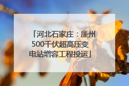 河北石家庄：廉州500千伏超高压变电站增容工程投运