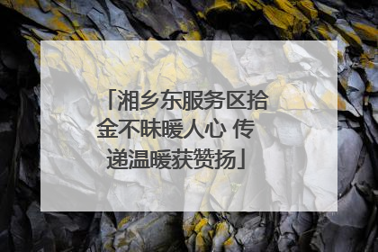 湘乡东服务区拾金不昧暖人心 传递温暖获赞扬