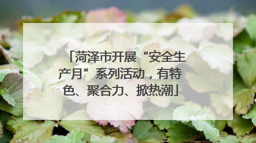 菏泽市开展“安全生产月”系列活动，有特色、聚合力、掀热潮
