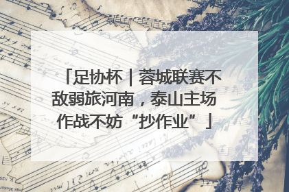 足协杯｜蓉城联赛不敌弱旅河南，泰山主场作战不妨“抄作业”