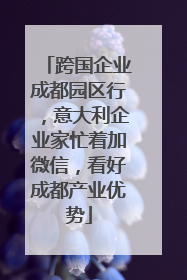 跨国企业成都园区行，意大利企业家忙着加微信，看好成都产业优势
