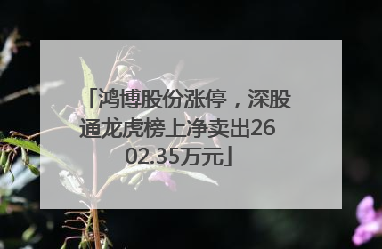 鸿博股份涨停，深股通龙虎榜上净卖出2602.35万元