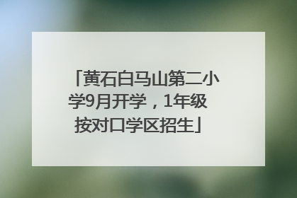 黄石白马山第二小学9月开学，1年级按对口学区招生