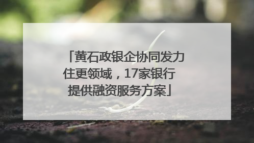 黄石政银企协同发力住更领域，17家银行提供融资服务方案