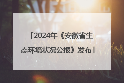 2024年《安徽省生态环境状况公报》发布